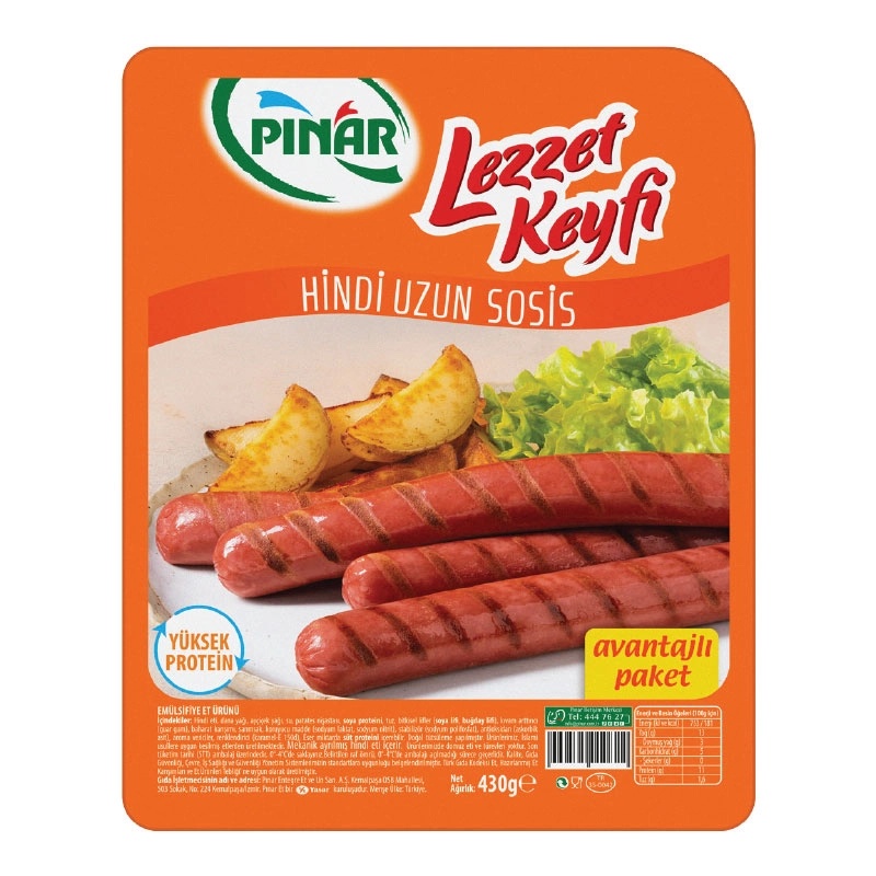 Pınar Lezzetkeyfi Uzun Hindi Sosis 430 Gr