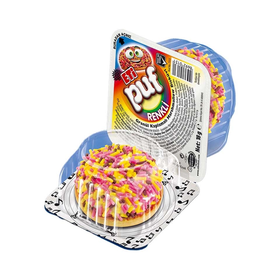 Eti Puf Renk Granüllü Marshmallowlu Bisküvi 18 Gr