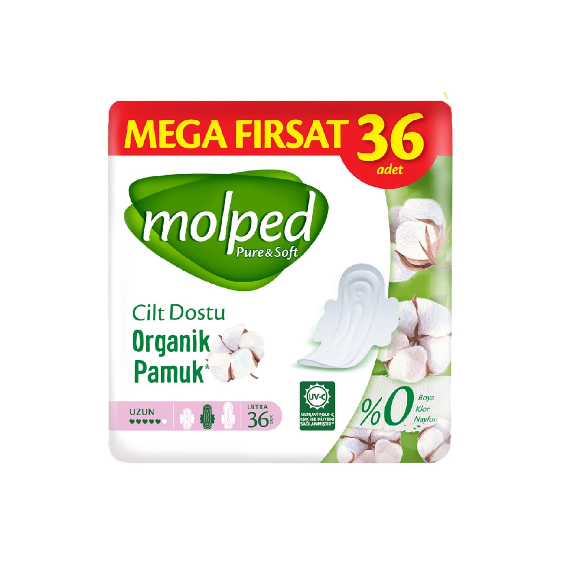 Molped Pure & Soft Uzun Hijyenik Ped 36 Adet