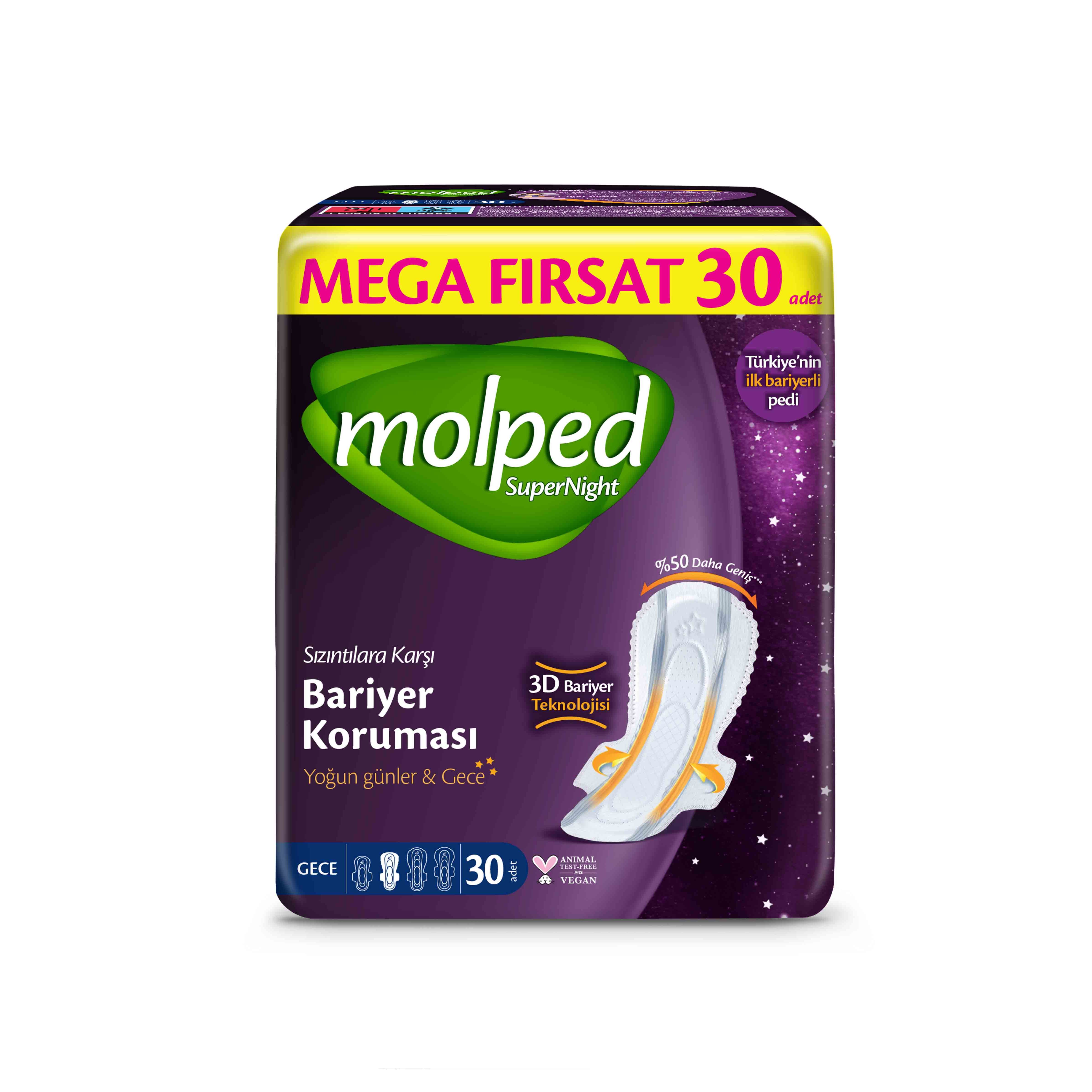 Molped Supernight Gece Hijyenik Ped 30 Adet