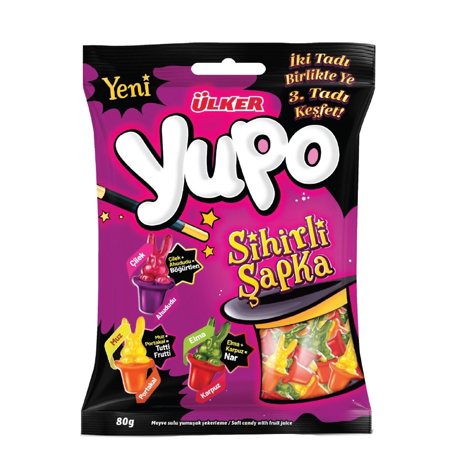Ülker Yupo Sihirli Şapka Meyve Aromalı Yumuşak Şekerleme 80 Gr