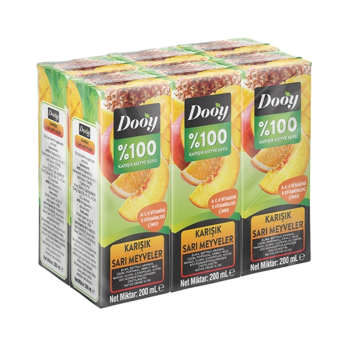 Dooy %100 Sarı Meyveler Suyu 6x200 Ml