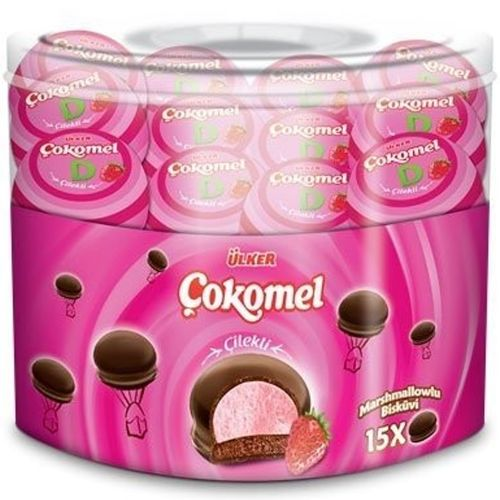 Ülker Çokomel Çilekli Marshmallowlu Bisküvi 35x12 Gr