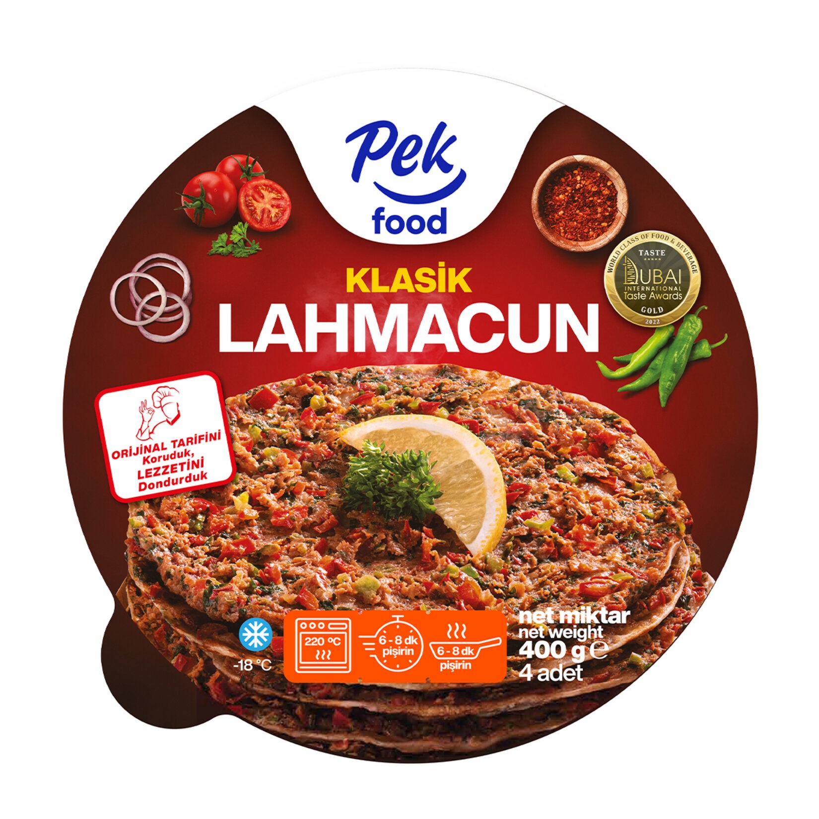 Pek Food Dondurulmuş Lahmacun 4 Adet 400 Gr