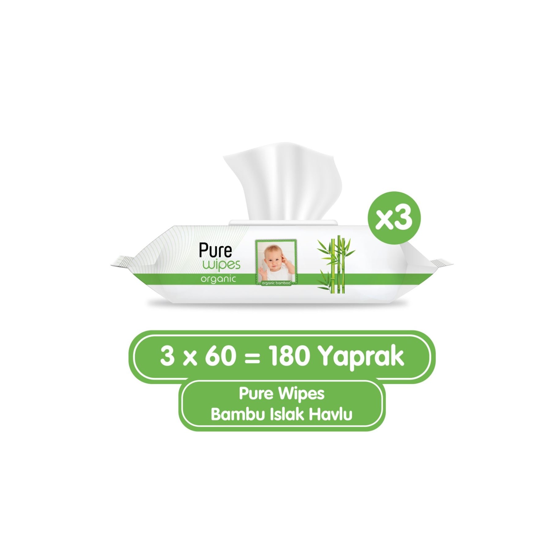 Pure Baby Bambu Islak Havlu 180 Adet