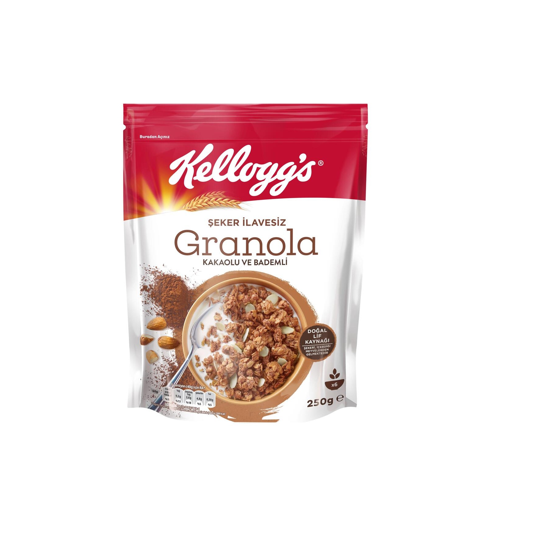 Kellogg's Kakao Badem Şeker İlavesiz Granola 250 Gr