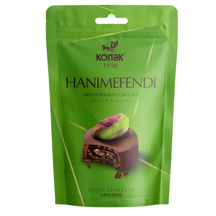 Hanımefendi Sütlü Fındıklı Antep Fıstıklı Çikolata 85 Gr