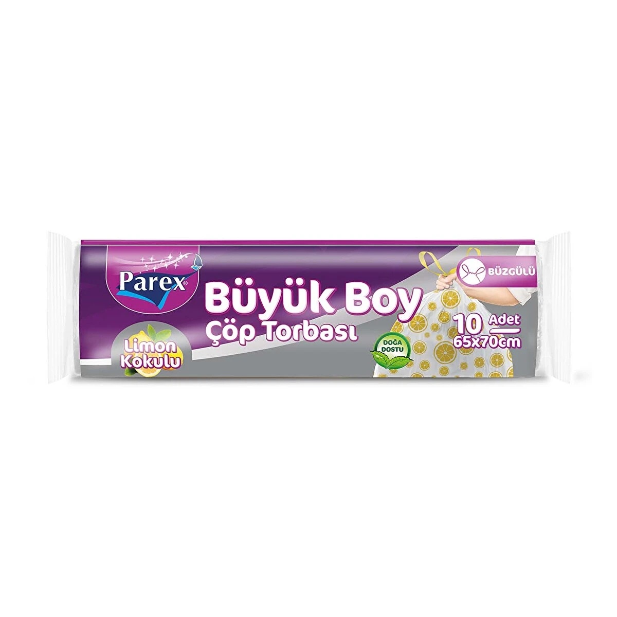 Parex Büzgülü Çöp Torbası Limon Kokulu Büyük Boy 10 Adet