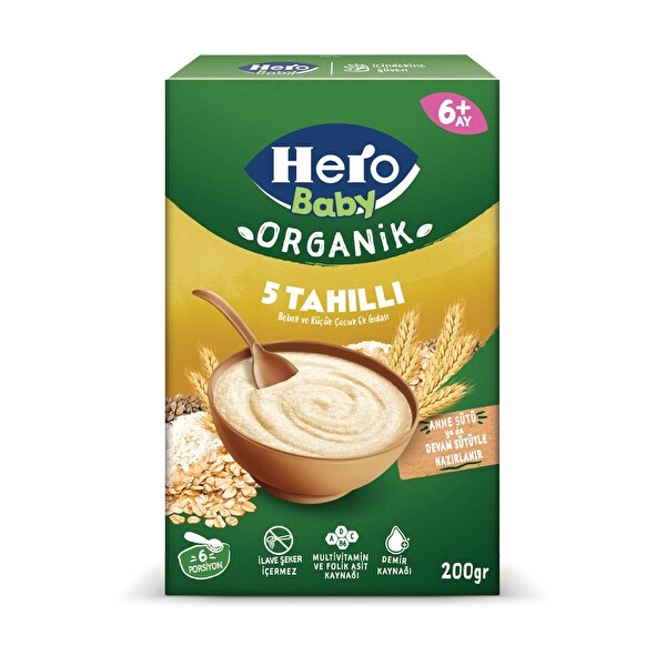 Hero Baby Organik 5 Tahıllı Kaşık Maması 200 Gr