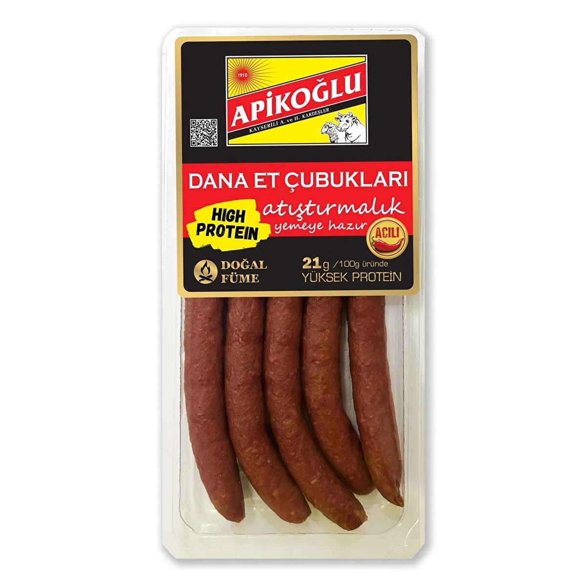 Apikoğlu Acılı Dana Et Çubukları Atıştırmalık 110 Gr