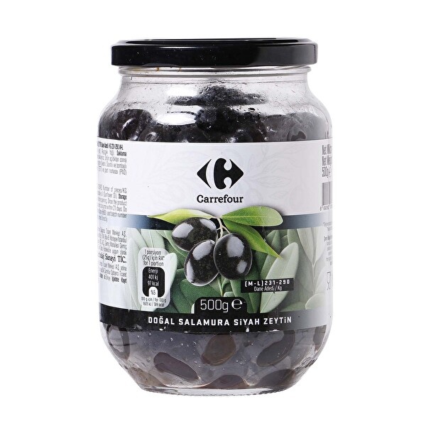 Carrefour Doğal Salamura Yağlı Siyah Zeytin M-L 500 Gr