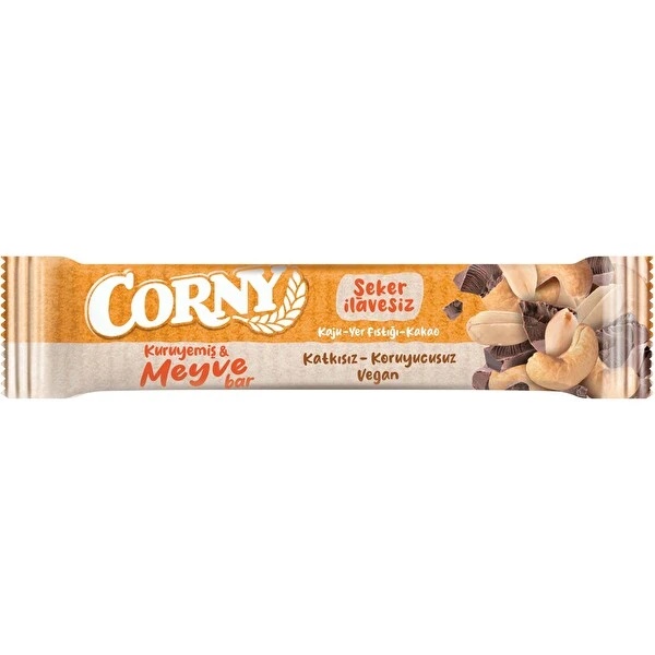 Corny Kaju Yer Fıstıklı Kakaolu Kuruyemiş Meyve Bar 35 Gr