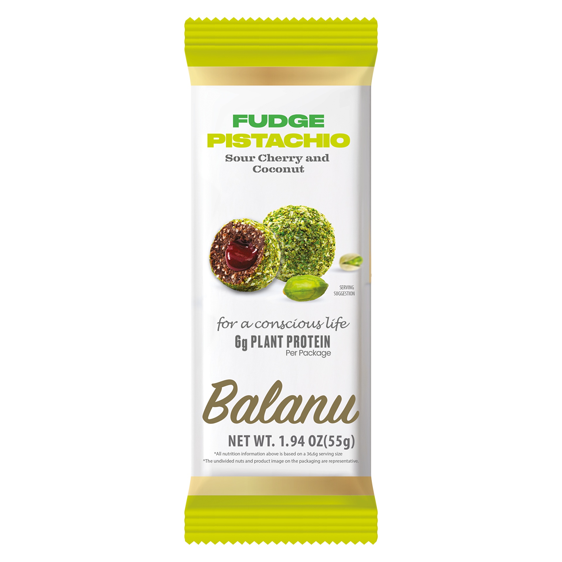 Balanu Fudge Antep Fıstıklı Vişne Dolgulu Bademli 55 Gr