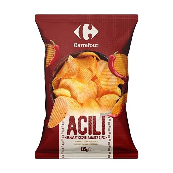 Carrefour Acı Baharat Çeşnili Patates Cipsi 135 Gr