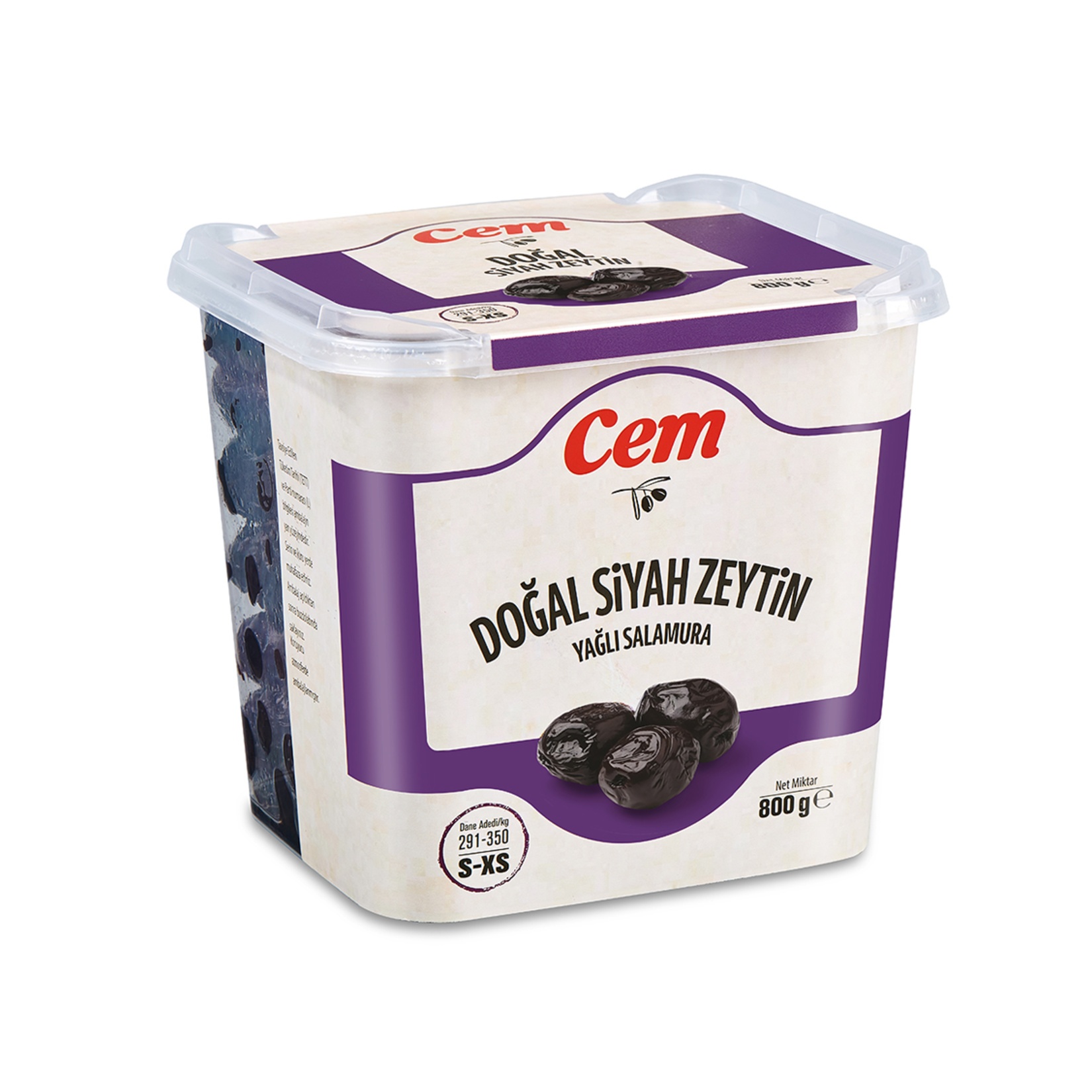 Cem Doğal Yağlı Siyah Sele Zeytin 291-350 800 Gr