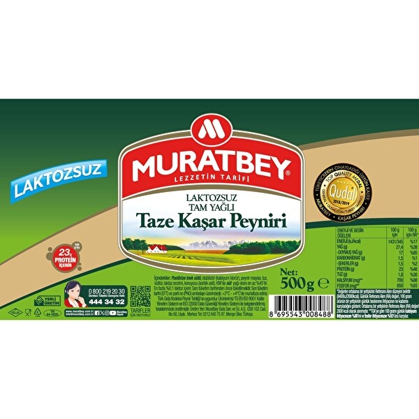 Muratbey Laktozsuz Kaşar 500 Gr