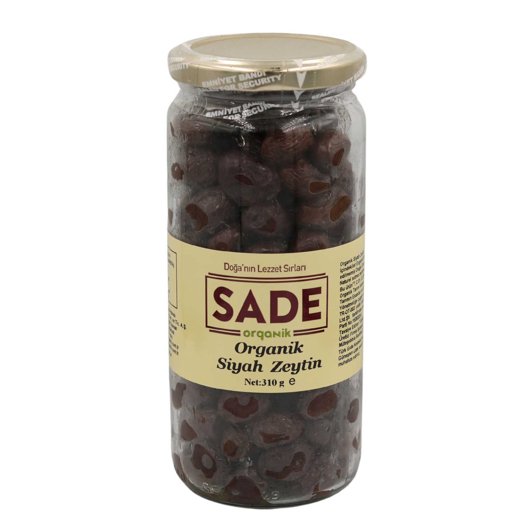 Sade Organik Siyah Zeytin 310 Gr