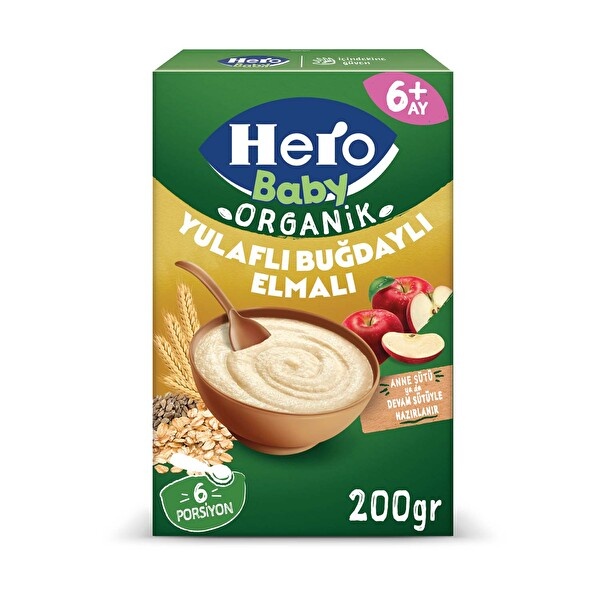 Hero Baby Organik Buğday Yulaf Elma Sütsüz 200 Gr
