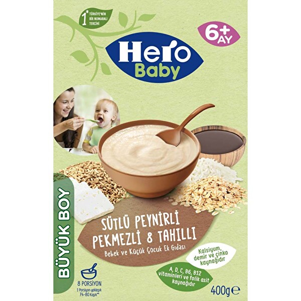 Hero Baby Sütlü 8 Tahıllı Peynir Pekmezli 400 Gr