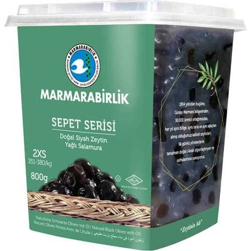 Marmarabirlik Sepet Serisi Siyah Zeytin 351-380 Kalibre 2XS 800 Gr