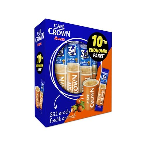 Cafe Crown 3'ü 1 Arada Fındık Aromalı 10'lu Paket 180 Gr
