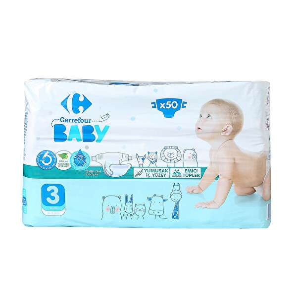 Carrefour Baby 3 Numara Midi 50 Adet