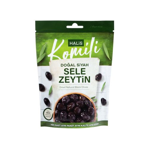 Halis Komili Doğal Siyah Sele Zeytin 351-380 170 Gr