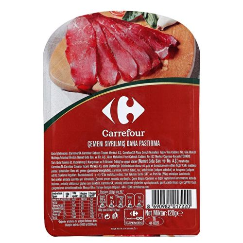 Carrefour Çemeni Sıyrılmış Dana Pastırma 120 Gr