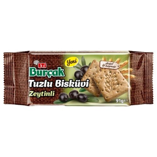 Eti Burçak Tam Buğdaylı Zeytinli Tuzlu Bisküvi 91 Gr