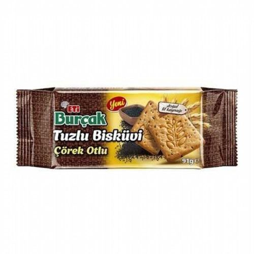Eti Burçak Tam Buğday Çörek Otlu Tuzlu Bisküvi 91 Gr