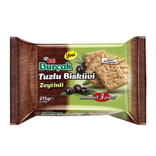 Eti Burçak Tam Buğday Unlu Tuzlu Zeytinli Bisküvi 273 Gr