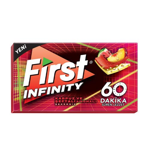 First 60 Dakika Infinity Karpuz & Şeftali Aromalı Şekersiz Sakız 27 Gr
