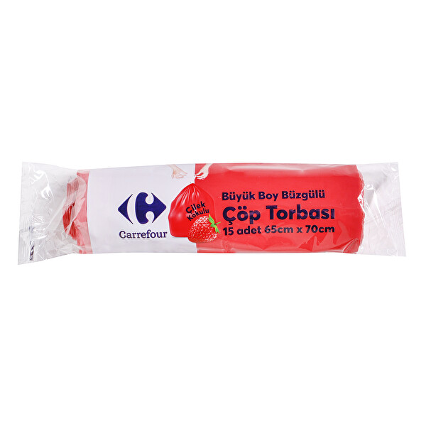 Carrefour Büzgülü Çilek Çöp Torbası 65x70 Cm 15 Adet