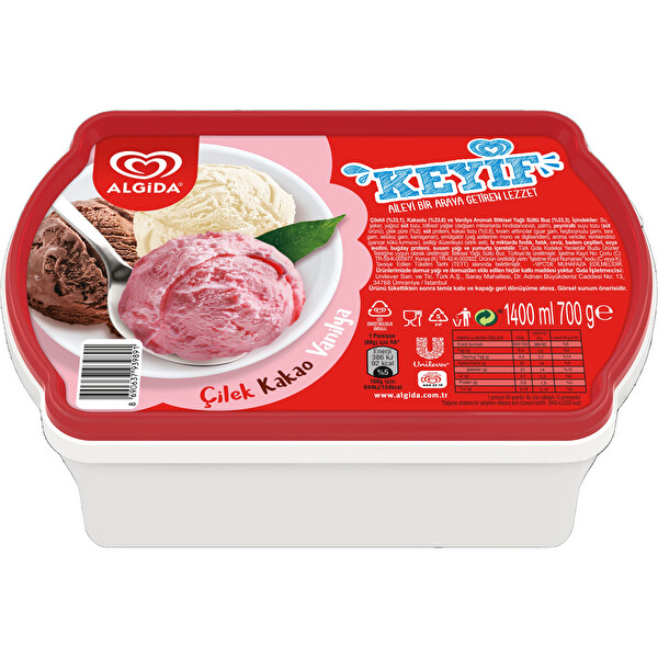 Algida Keyif Çilek Vanilya Kakao 1.4 Lt
