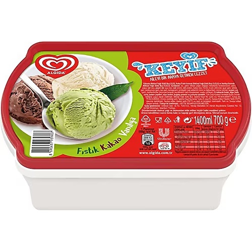 Algida Keyif Fıstık Kakao Vanilya Dondurma 1.4 Lt
