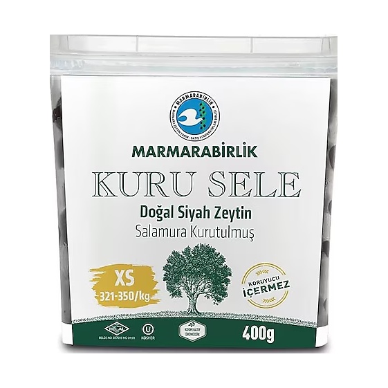 Marmarabirlik Kuru Sele Siyah Zeytin 321-350 Kalibre 400 Gr