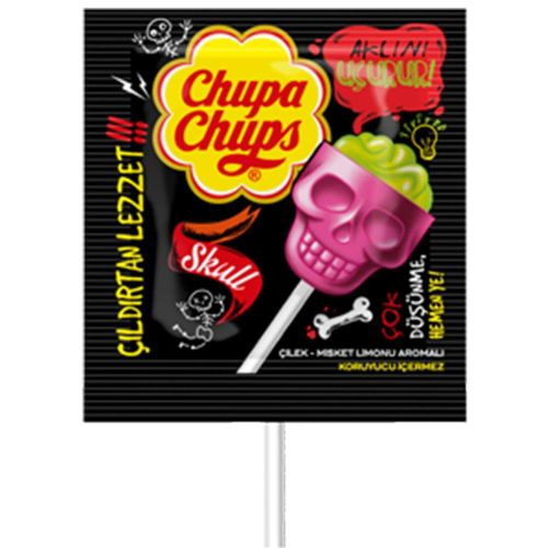Chupa Chups Skull Sert Lolipop Şeker 15 Gr
