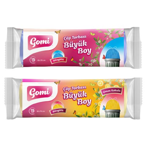 Gomi Pristino Büzgülü Çöp Torbası 65x70 cm 15 Adet