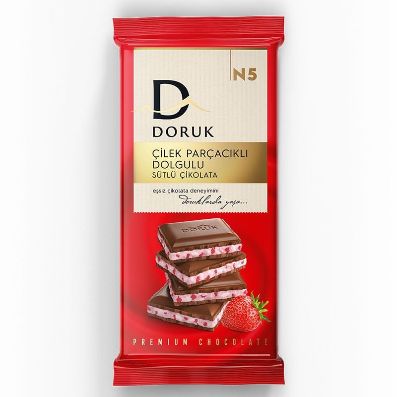 Doruk Çilek Parçacıklı Tablet Çikolata 95 Gr
