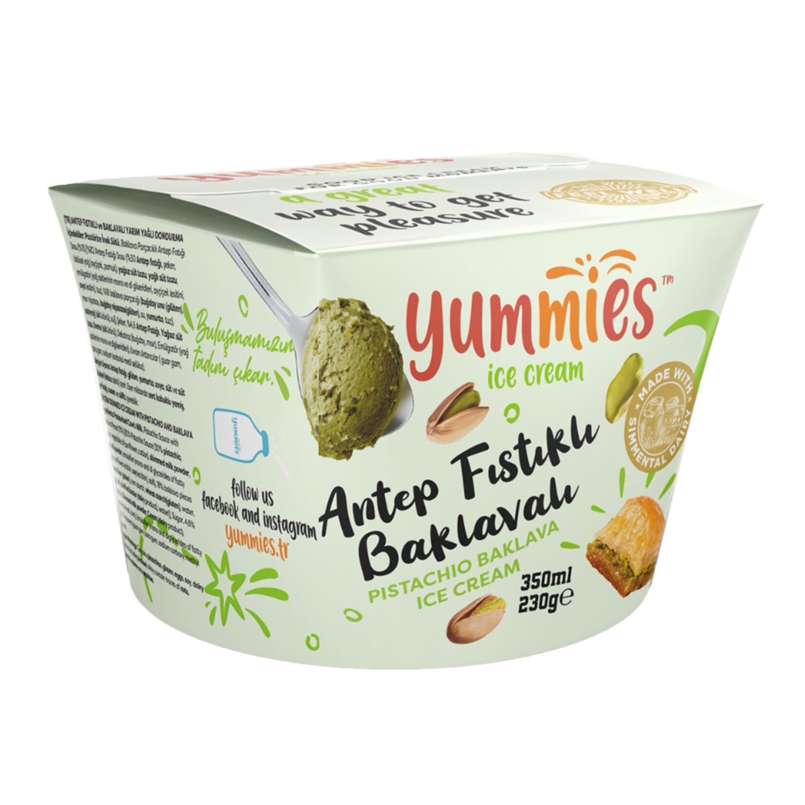 Yummies Antep Fıstıklı Baklava Dondurma 350 Ml