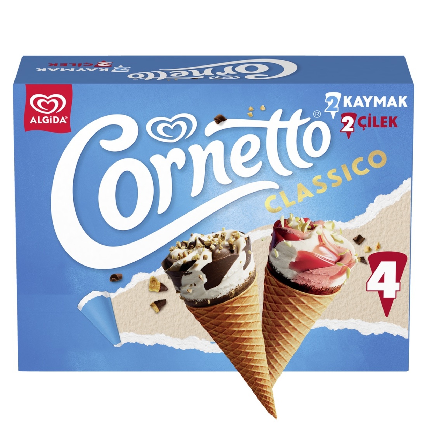 Cornetto Classico 2 Kaymak 2 Çilek 490 Ml