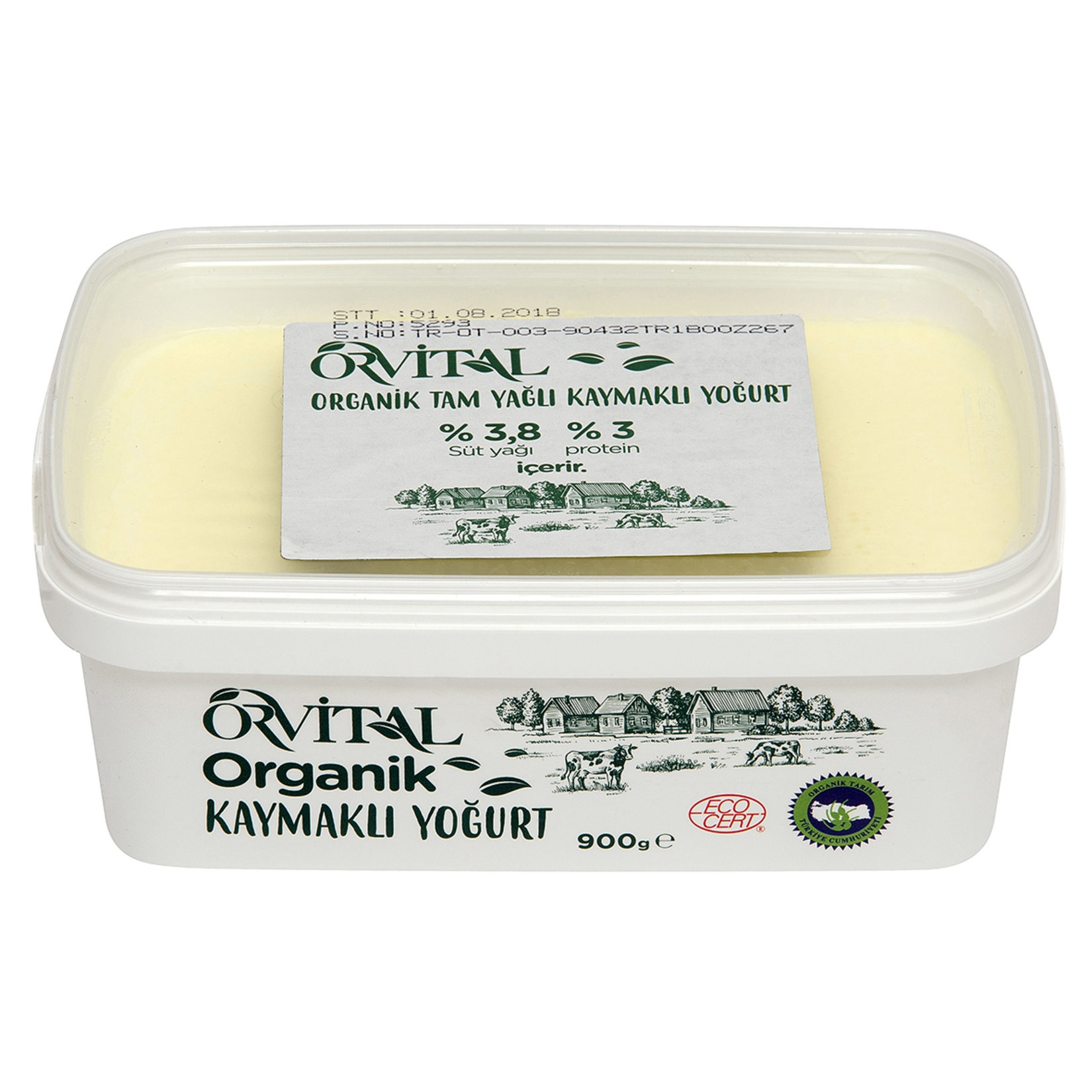 Orvital Organik Tam Yağlı Kaymaklı Yoğurt 900 Gr