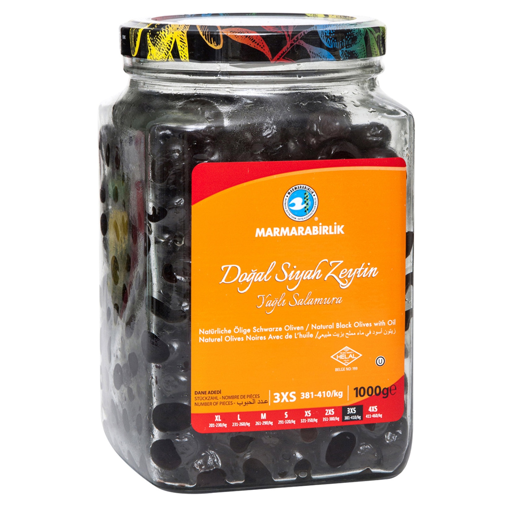 Marmarabirlik Doğal Yağlı Salamura Siyah Zeytin 381-410 1 Kg