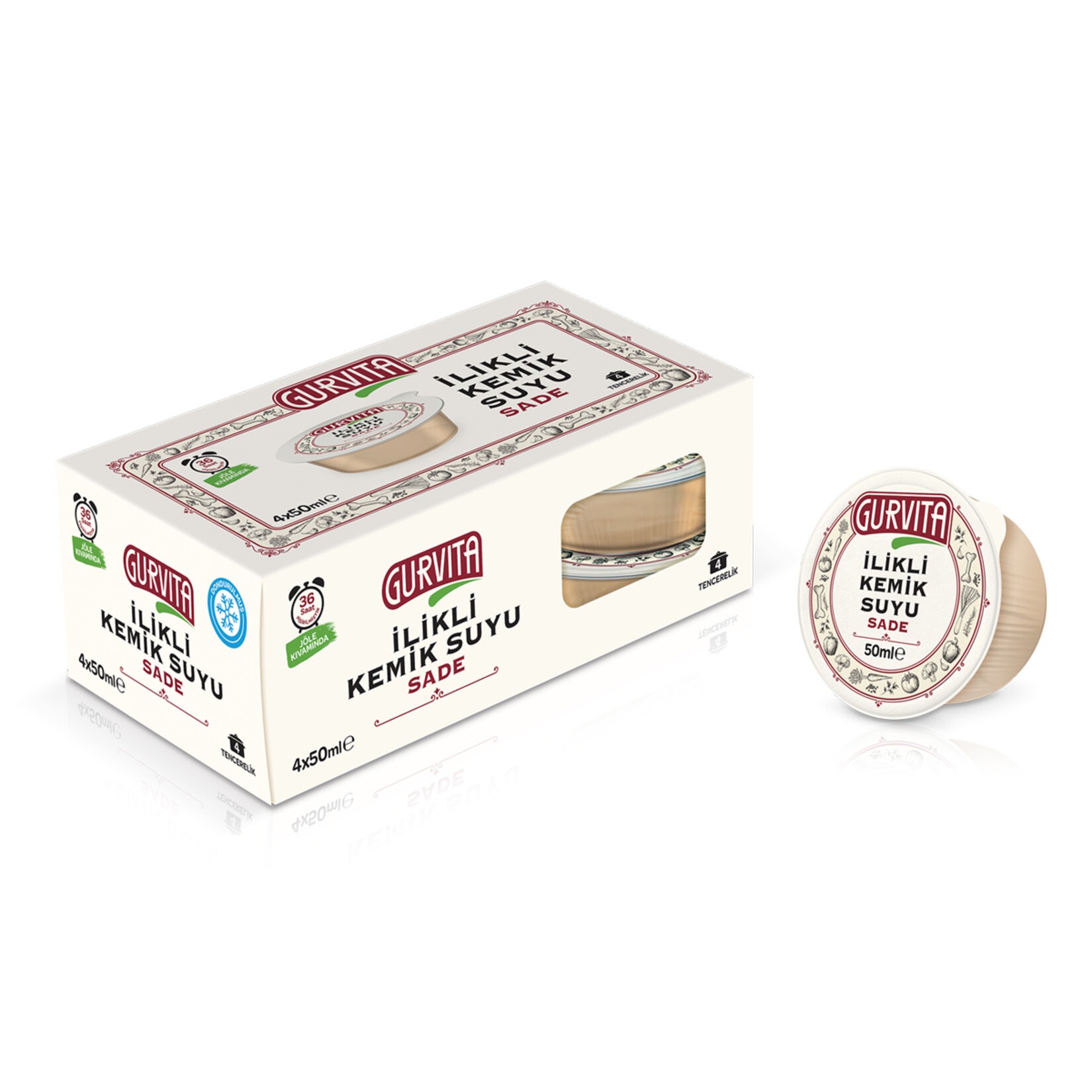 Gurvita İlikli Kemik Suyu Sade 4x50 Ml