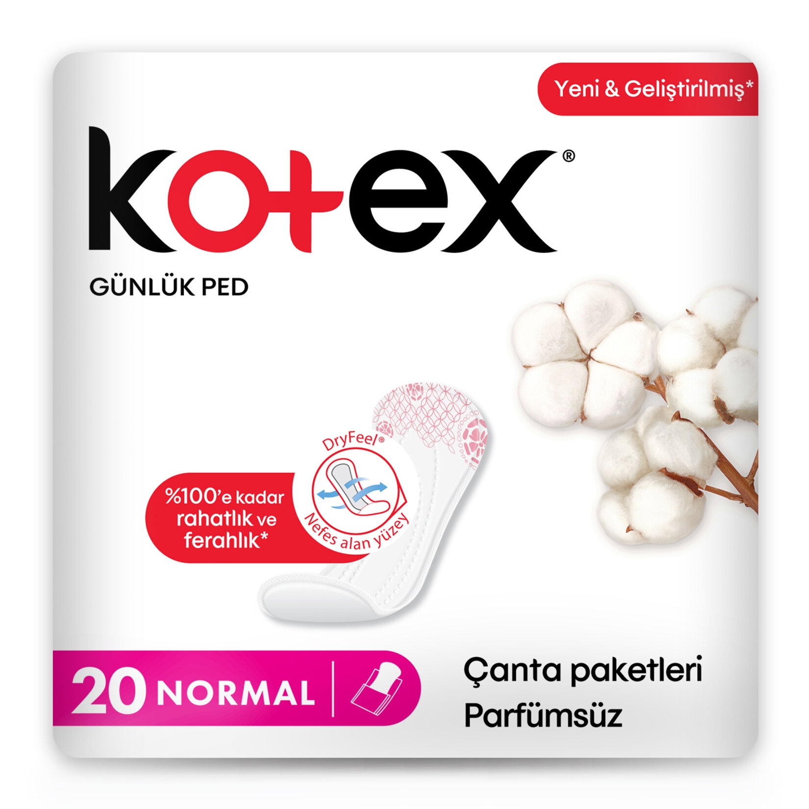 Kotex Günlük Tekli Normal Ped 20 Adet