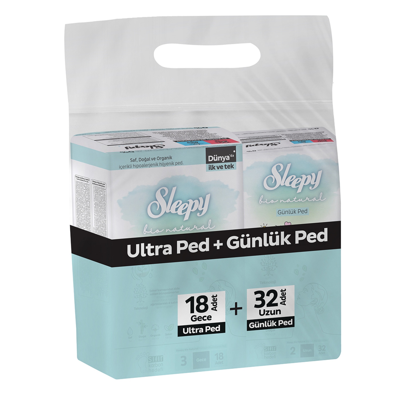 Sleepy Bio Ultra Gece 18 Li + Günlük 32 Li Hijyenik Ped 50 Adet