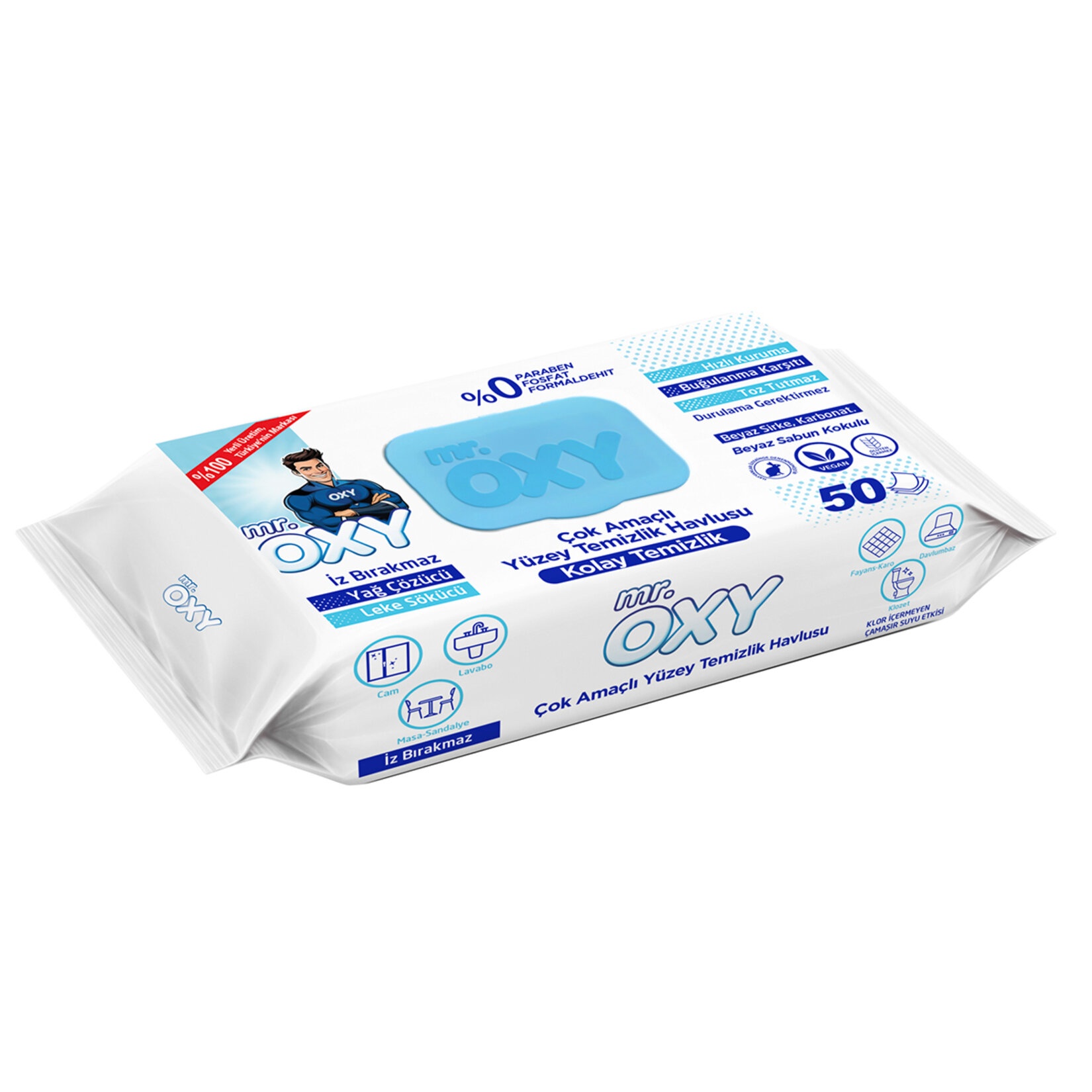 Mr Oxy Beyaz Sabun Yüzey Temizlik Havlusu 50 Adet