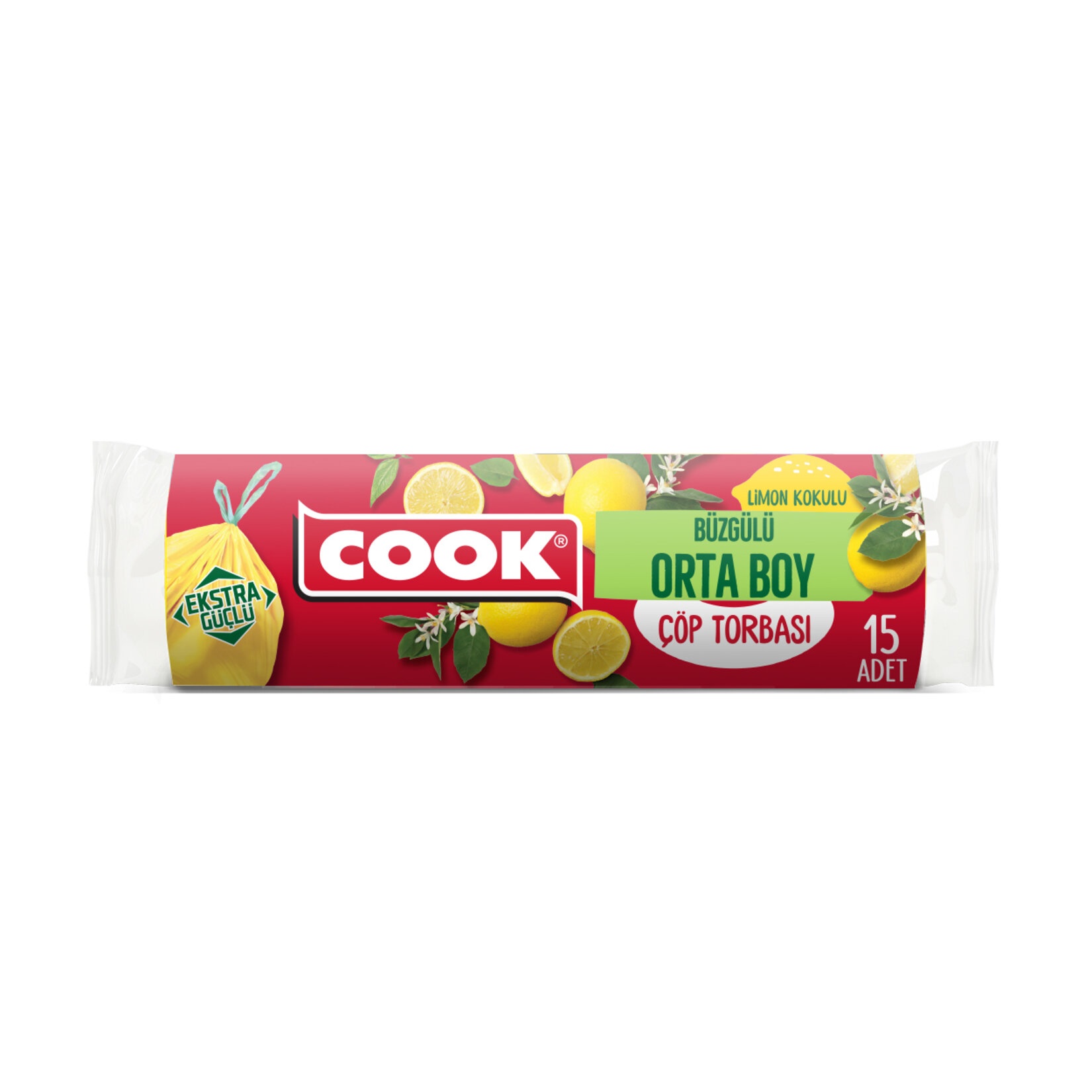 Cook Limon Kokulu Büzgülü Orta Boy Çöp Torbası 15 Adet