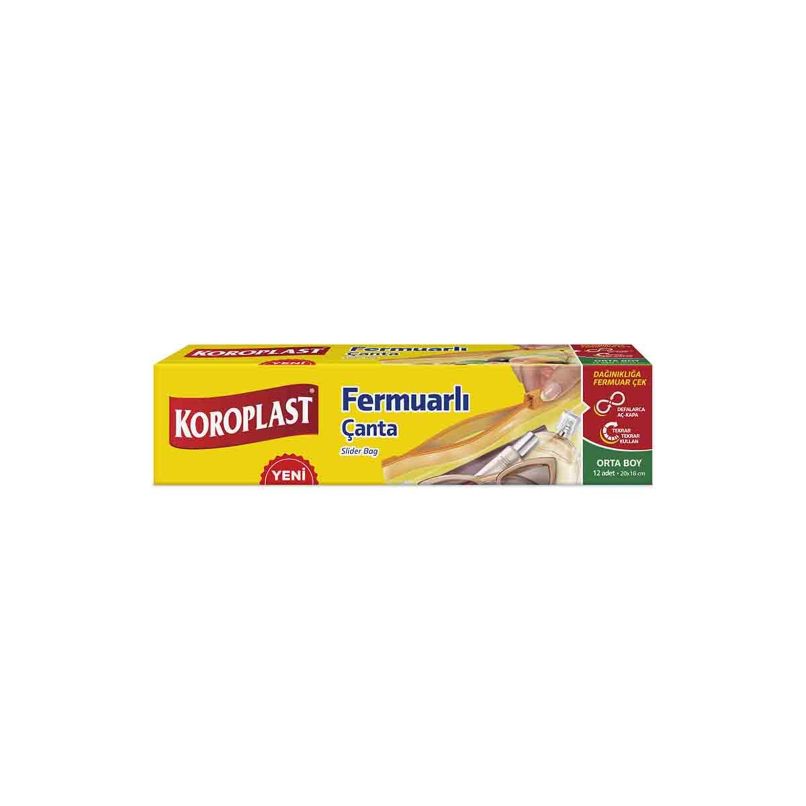 Koroplast Fermuarlı Çanta Orta Boy 12 Adet