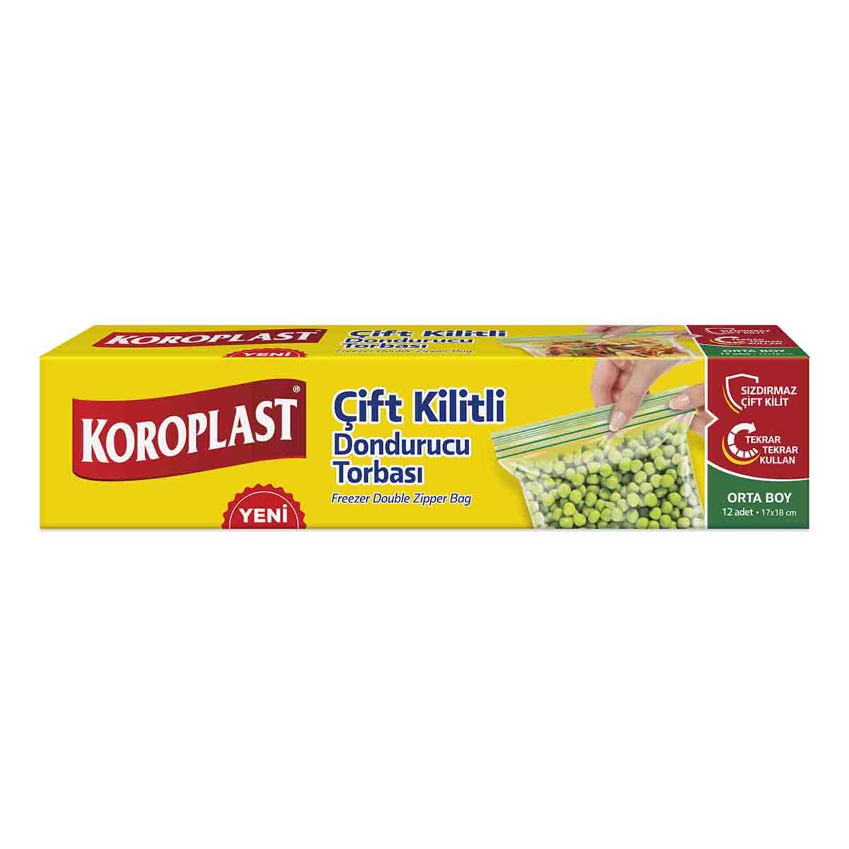 Koroplast Orta Boy Çift Kilitli Dondurucu Torbası 12 Adet